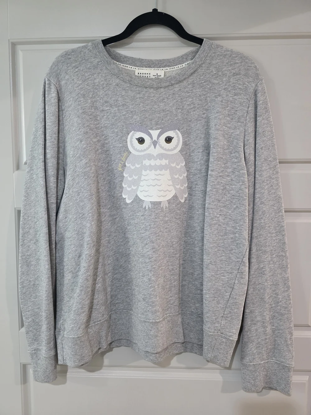 Glitter Grey Owl Graphic Sweatshirt